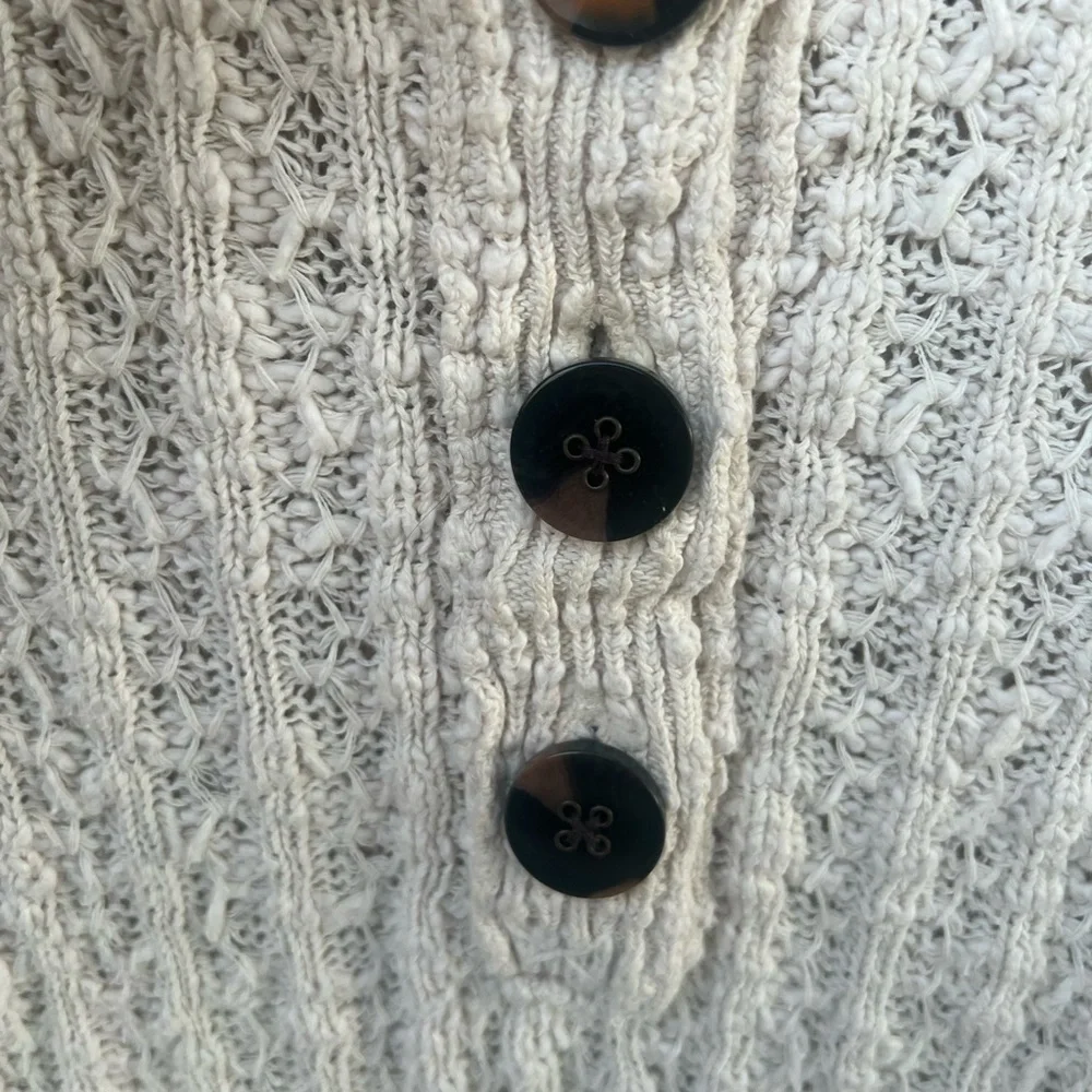 Free People Cream Button-Front Sweater Sz S